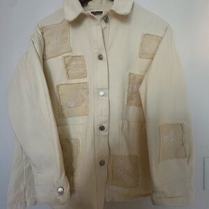 Zara Women's butter yellow Jacket with Patchwork Design